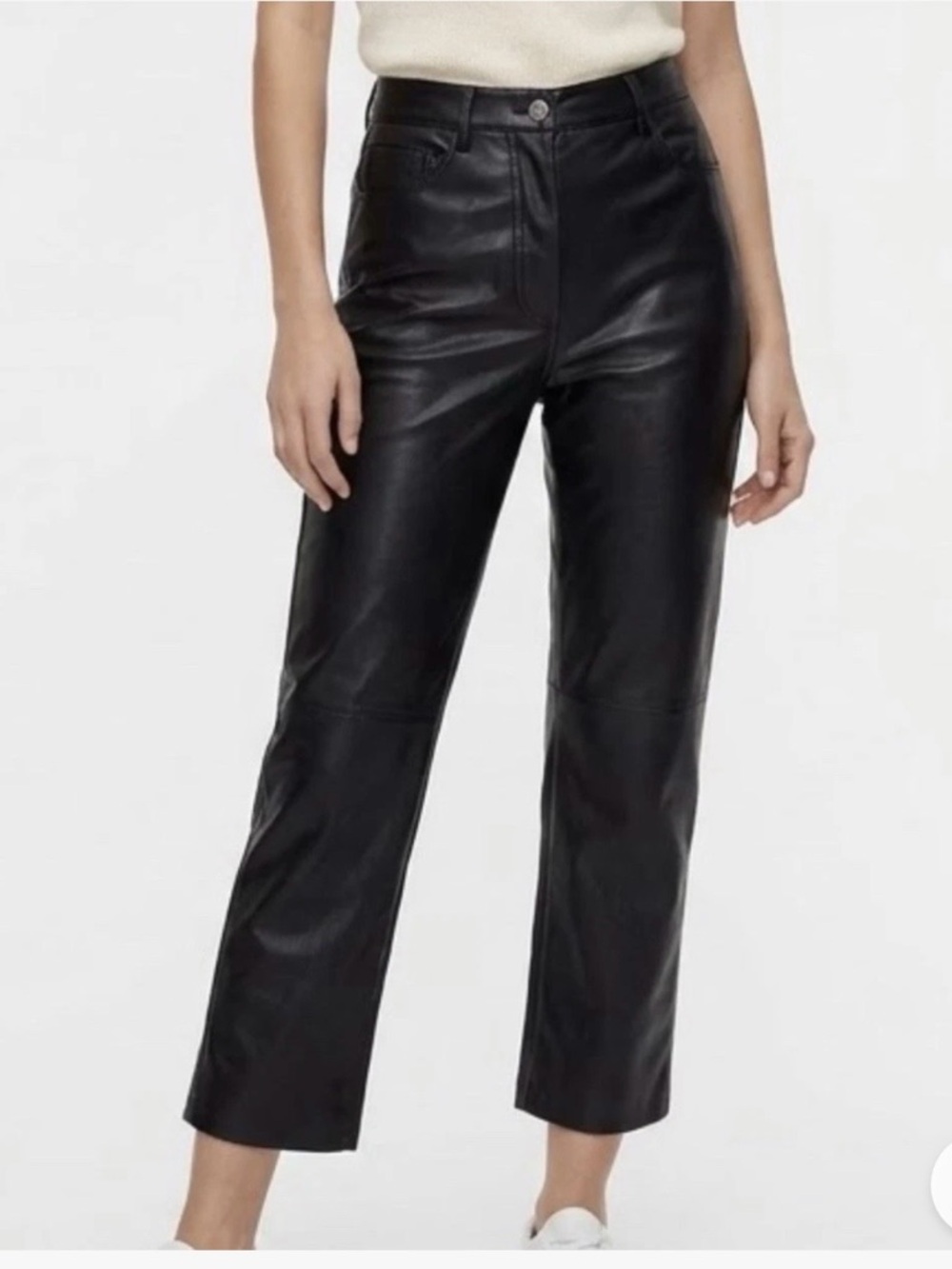 Aritzia Wilfred Black Faux Leather Pants Size 4 Vegan High Waist Cropped